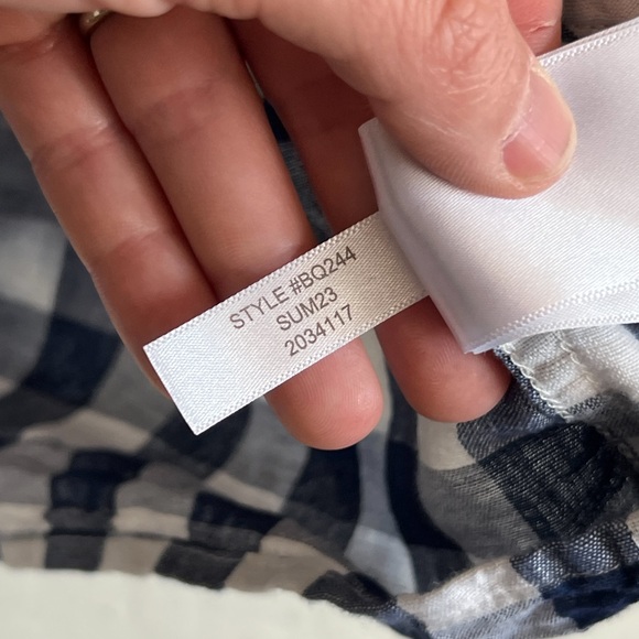 J Crew Linen Cotton Gingham Short Pajama Matching Set 3X Blue White Gingham - Picture 8 of 9